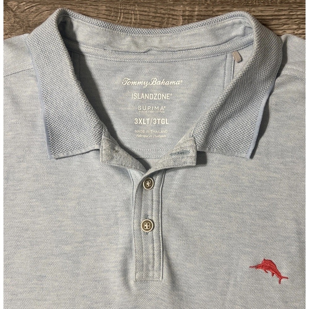 Tommy Bahama Island Zone Supima Light Blue Short Sleeve Polo Shirt Sz 3XLT Tall